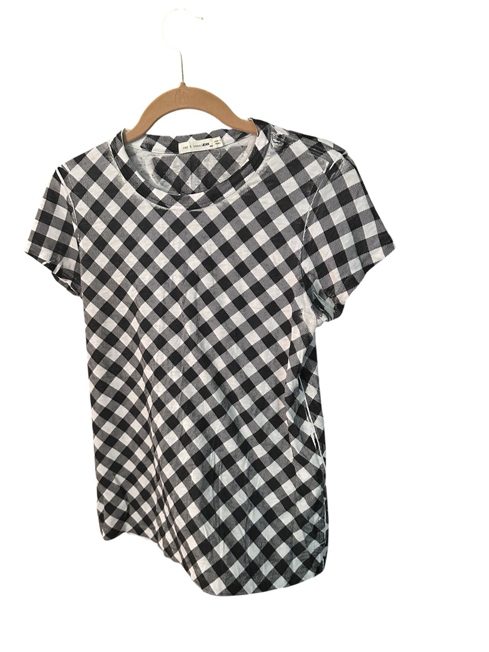 rag & bone Black and White Gingham Short Sleeve Tee